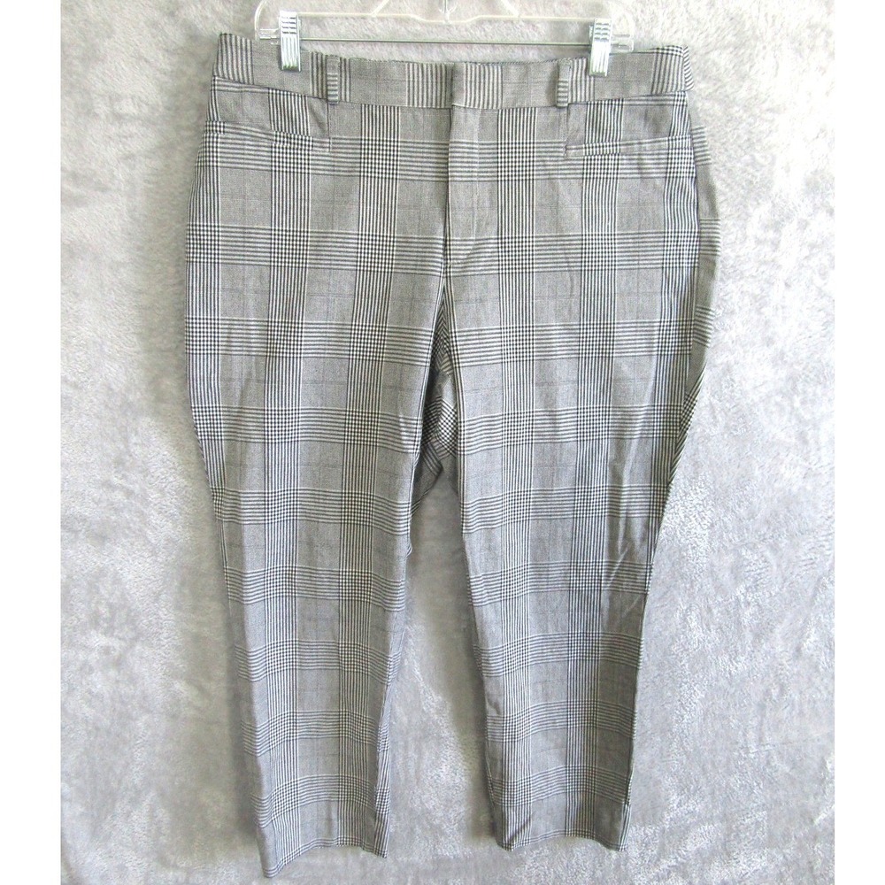 Banana Republic Sloan Gray Glen Plaid Ankle Pants Womens Slim Stretch Trousers